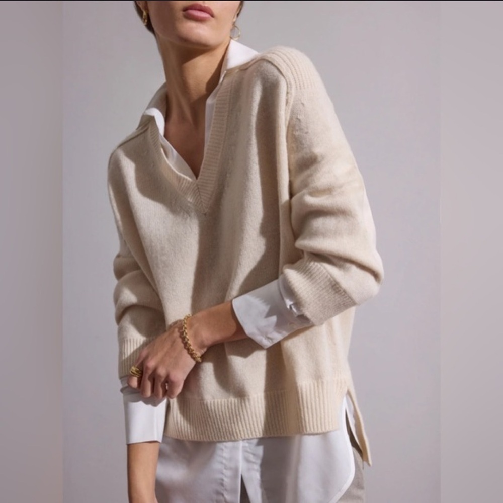 Brochu Walker Layer Looker Cashmere Blend Almond  Melange Size Small